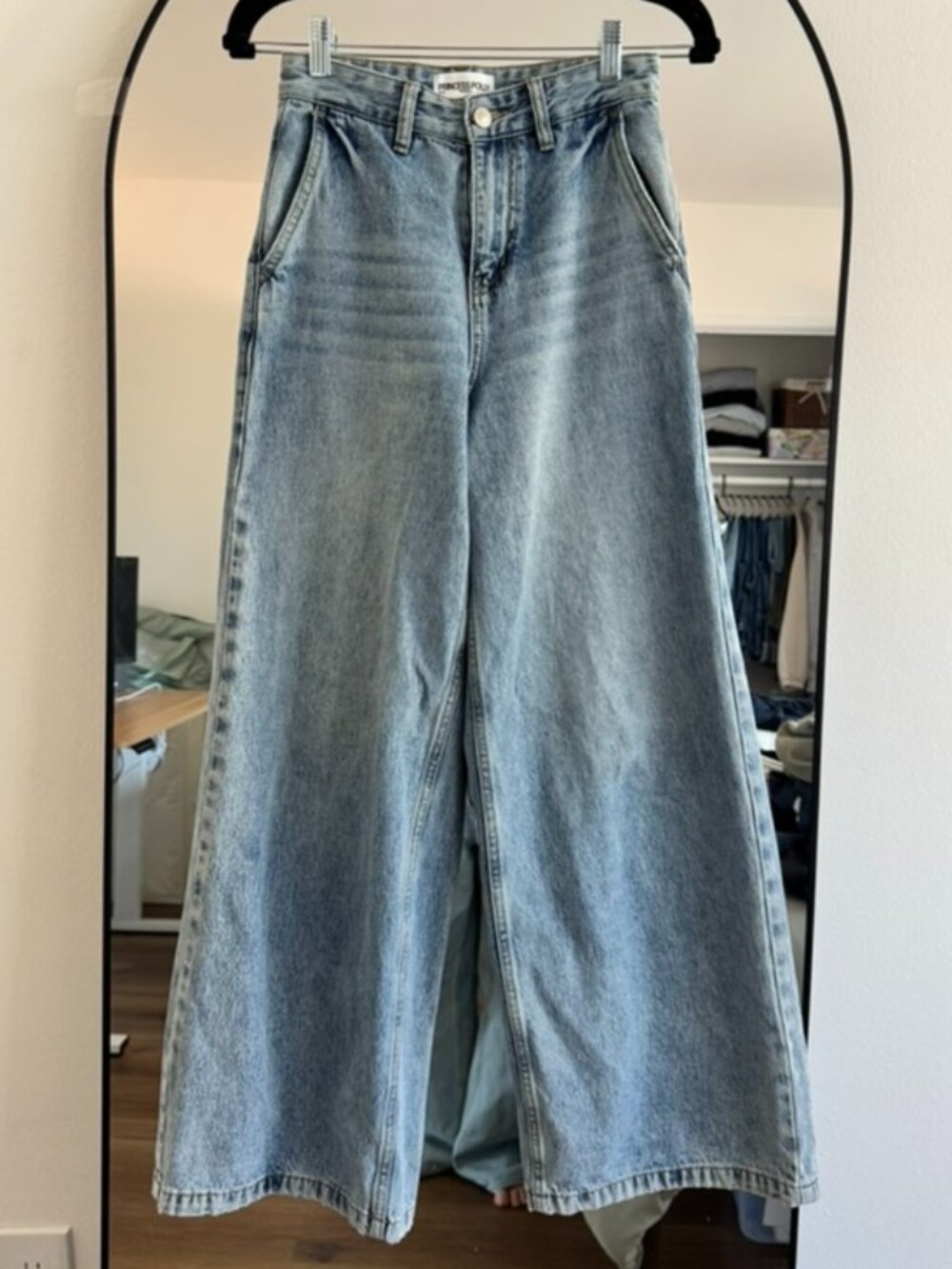 Princess Polly Jewelz High Rise Wide Leg Jeans Light Wash